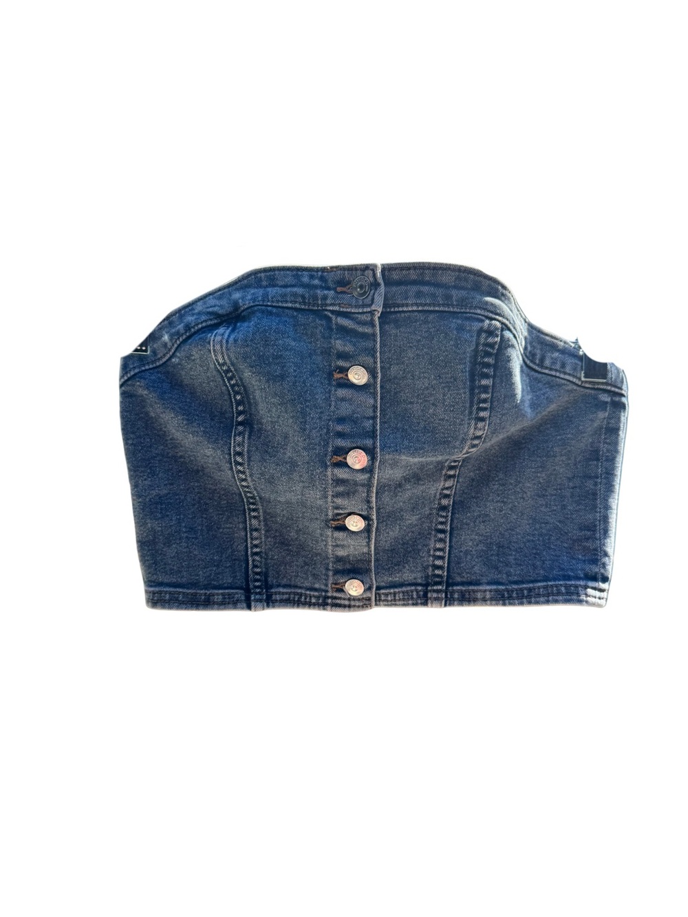 Divided Denim Corset Bustier Top Button Front Blue Size Small